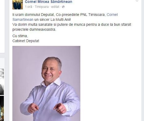Exces de zel. Un deputat liberal își urează singur ”La mulți ani”, putere de muncă și semnează
