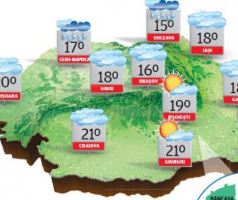 Vreme caldă, cu temperaturi diurne generoase, dar, local, și cu precipitații | PROGNOZA METEO