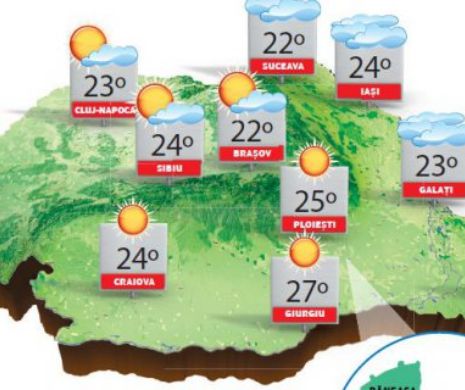 Nu e păcăleală: astăzi, temperaturile maxime urcă la 27 de grade Celsius | PROGNOZA METEO