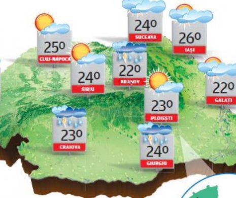 Temperaturile vor marca o ușoară scădere față de zilele precedente | PROGNOZA METEO