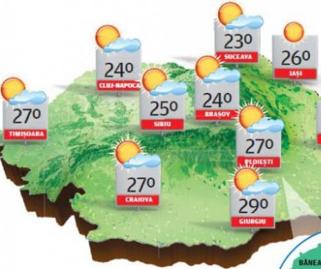 Vreme deosebit de caldă, dar, spre seară, în vest, nord și la munte, local, va ploua slab | PROGNOZA METEO