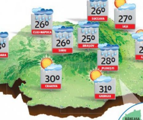 În Capitală, vreme călduroasă, după-amiaza, cu înnorări și posibile ploi de scurtă durată | PROGNOZA METEO