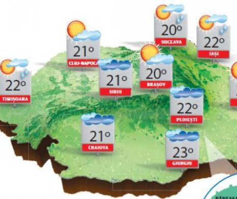 Ploile în aversă, grindina și vântul rămân în peisaj, dar temperaturile cresc ușor | PROGNOZA METEO