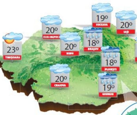 Se mai încălzește față de zilele trecute, dar ploile și vântul rămân prezente în unele zone | PROGNOZA METEO