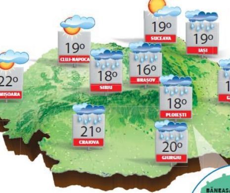 Vreme rece și instabilă cu ploi, descărcări electrice și posibile căderi de grindină | PROGNOZA METEO