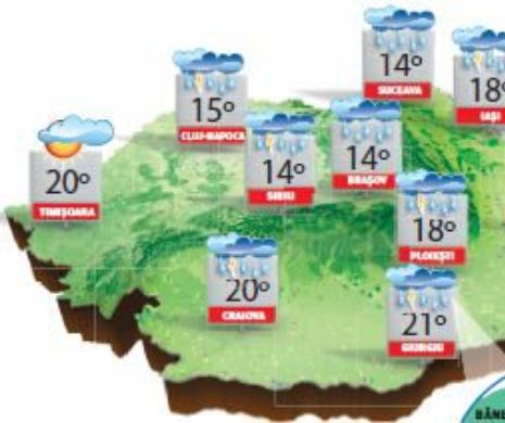 Vremea se menține instabilă, iar temperaturile mai scăzute decât ar fi normal la această dată | PROGNOZA METEO
