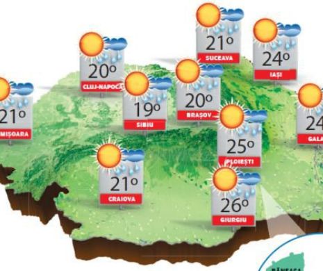 Vremea va deveni instabilă: pe arii extinse vor fi averse, descărcări electrice și vânt intens | PROGNOZA METEO