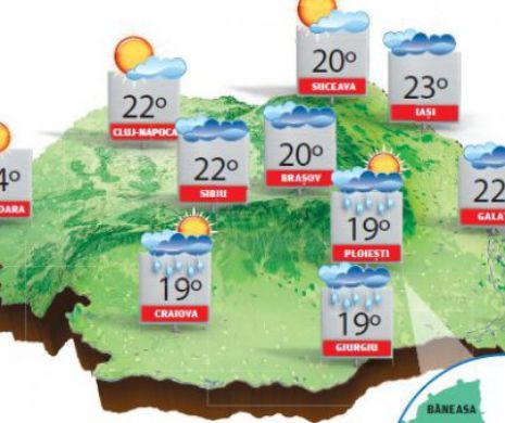 Vremea va fi în general frumoasă, deşi vor mai fi înnorări, averse şi descărcări electrice | PROGNOZA METEO