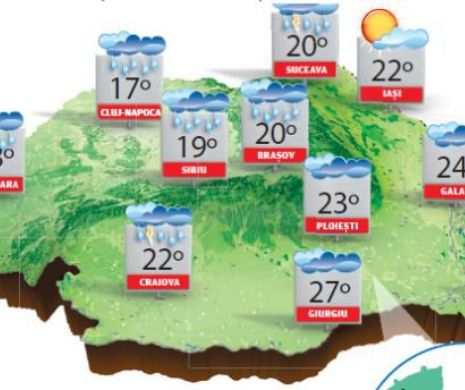Weekend cu vreme capricioasă, instabilitate atmosferică, înnorări și condiții de ploaie | PROGNOZA METEO