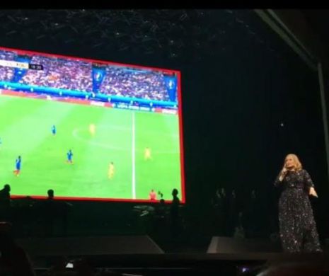 Gestul complet neasteptat facut de Adele in timpul concertului de aseara de la Paris! Ce s-a intamplat cand pe ecran a aparut meciul Romaniei de la Euro