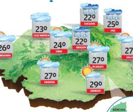 În regiunile nordice, precum și în zonele de deal și de munte, aversele de ploaie rămân în peisaj | PROGNOZA METEO