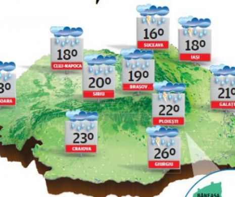 Primul weekend de vară vine cu vreme instabilă și averse însoțite de descărcări electrice | PROGNOZA METEO
