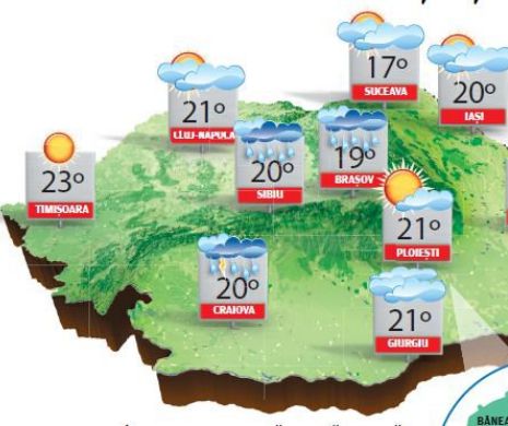 Vreme în general frumoasă, dar ușor instabilă şi răcoroasă dimineaţa şi noaptea | PROGNOZA METEO
