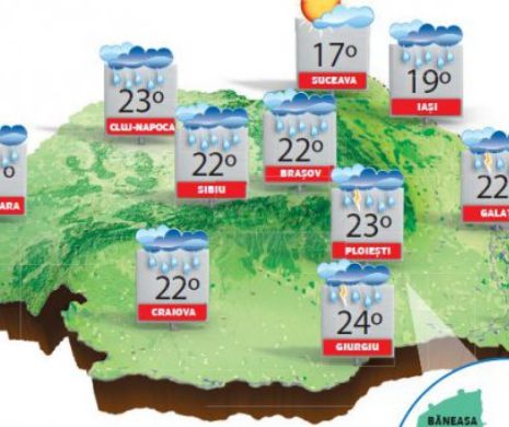 Vreme răcoroasă în toată țara, cu vânt, ploi și descărcări electrice | PROGNOZA METEO