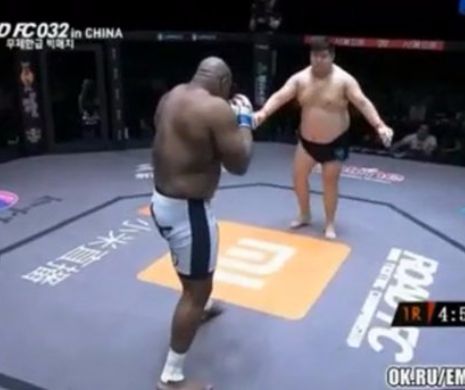Adversarul lui Bob Sapp a inceput sa danseze in fata lui. Ce se intampla in secundele urmatoare e fabulos :)) VIDEO