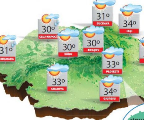 Disconfort termic în sud și est, ploi la munte și în vest, în rest vreme frumoasă | PROGNOZA METEO