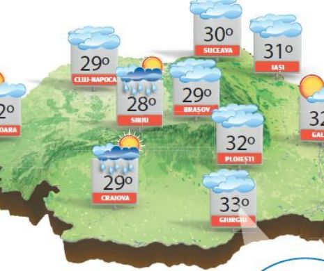 Informare meteorologică: disconfort termic accentuat, caniculă și instabilitate atmosferică | PROGNOZA METEO