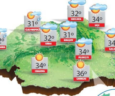 Înnorări accentuate și averse în jumătatea nord-vestică, soare strălucitor în rest | PROGNOZA METEO