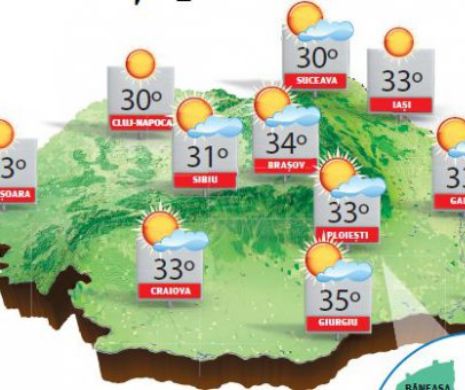 Cer senin, soare strălucitor, disconfort termic în creștere, dar local și ploi slabe | PROGNOZA METEO