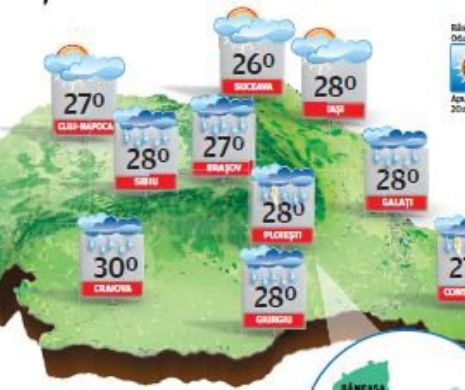 În sudul și centrul țării vremea rămâne instabilă cu averse și descărcări electrice | PROGNOZA METEO