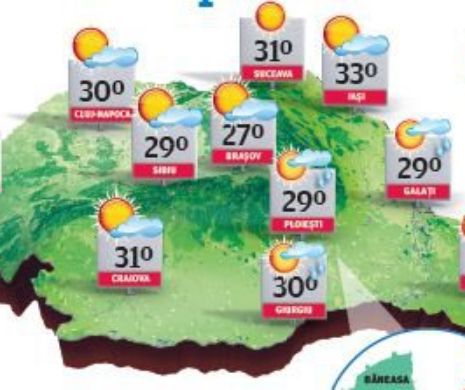 În timp ce în unele zone vremea rămâne frumoasă, în alte zone ploile fac legea | PROGNOZA METEO