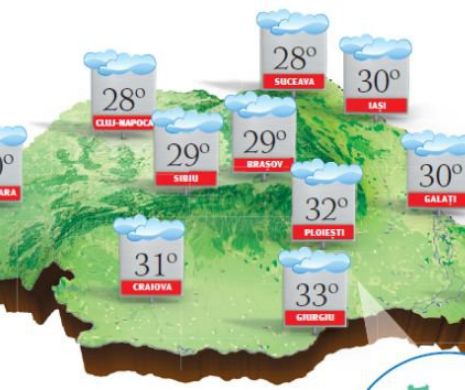 Vreme frumoasă în toată țara, dar și cu înnorări, averse slabe și descărcări electrice | PROGNOZA METEO
