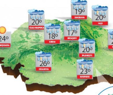 Vreme rece și ploioasă în majoritatea regiunilor, cu averse și descărcări electrice | PROGNOZA METEO