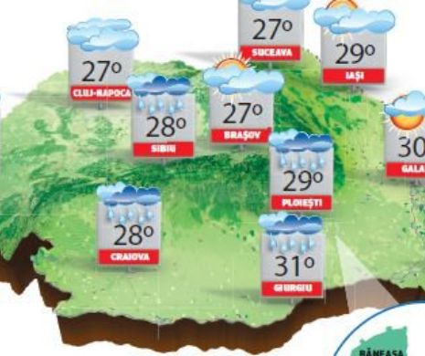 Weekend cu temperaturi mai scăzute decât cele specifi ce perioadei | PROGNOZA METEO
