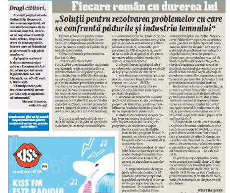 CUVÂNTUL CITITORULUI. „Soluții pentru rezolvarea problemelor cu care se confruntă pădurile și industria lemnului”