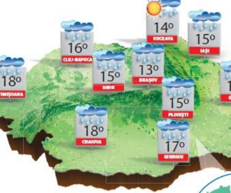 În zona montană înaltă, la peste 1800 m altitudine, vor apărea și precipitații mixte | PROGNOZA METEO