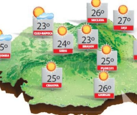 Valorile termice vor continua să crească, situându-se peste mediile multianuale ale datei | PROGNOZA METEO