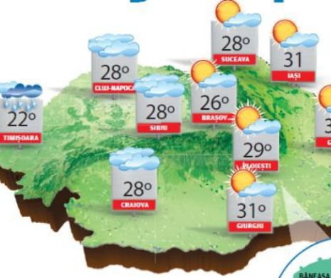 Vreme frumoasă și caldă, cu temperaturi peste mediile climatologice ale perioadei | PROGNOZA METEO