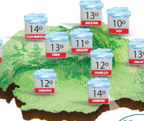Temperaturile diurne mai cresc puțin, dar în unele zone se mențin tot sub mediile perioadei | PROGNOZA METEO