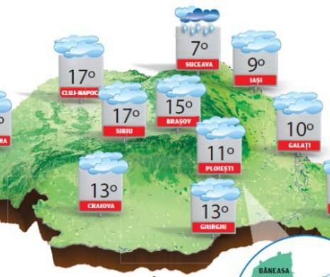 Va fi mai cald decât în mod obişnuit aproape peste tot, dar cerul va fi temporar noros | PROGNOZA METEO