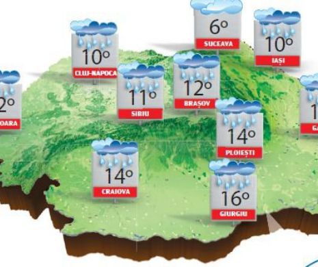 Vreme rece, cu ploi însemnate cantitativ, ninsori la munte și vânt intens pe creste | PROGNOZA METEO