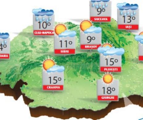 Vremea va deveni foarte rece în aproape toată țara, cu vânt, ploi și ninsori la munte | PROGNOZA METEO