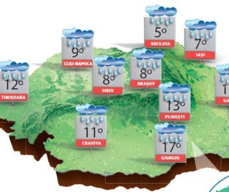 Ploi și temperaturi scăzute în toată țara, vremea va deveni foarte rece pentru această perioadă | PROGNOZA METEO