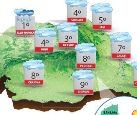 Vreme amestecată: ploi și ninsori slabe, ceață, polei, dar cu temperaturi ceva mai blânde | PROGNOZA METEO