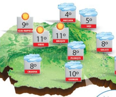Vremea se menține închisă, local cu burniță, ceață, polei și vânt moderat | PROGNOZA METEO
