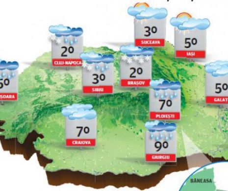 Vremea va deveni foarte rece în toată țara cu precipitații sub formă de ploi, lapoviță și ninsori | PROGNOZA METEO