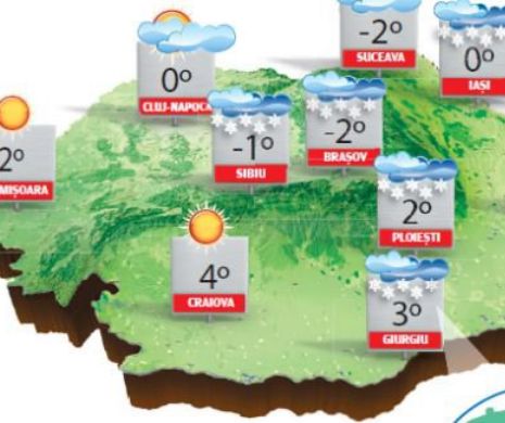 Ger mai ales în nord-vest și centru, ninsori viscolite și vânt intens în zona de munte | PROGNOZA METEO