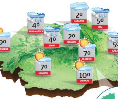 Primul weekend de iarnă, cu temperaturi în crește ușoară în majoritatea regiunilor | PORGNOZA METEO