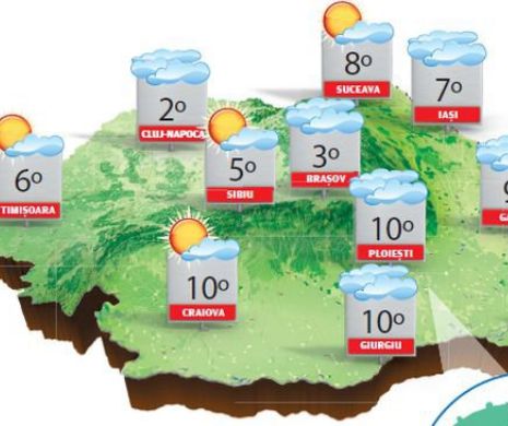Vreme frumoasă, temperaturile situându-se peste cele obișnuite în această perioadă | PROGNOZA METEO