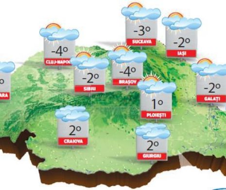 Vremea va fi geroasă aproape peste tot, cu ninsori slabe, ceață, dar și vânt intens pe creste | PROGNOZA METEO