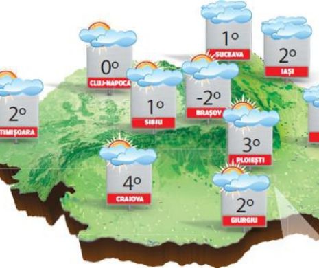 Vremea va fi geroasă dar frumoasă în toată țara cu cer înnorat și ninsori slabe | PROGNOZA METEO
