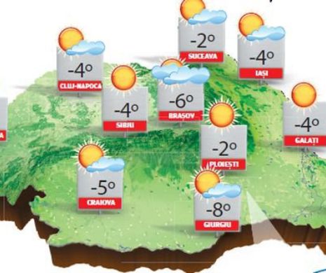 Ger de crapă pietrele noaptea și dimineața, mai ales în Transilvania, Oltenia și Muntenia | PROGNOZA METEO