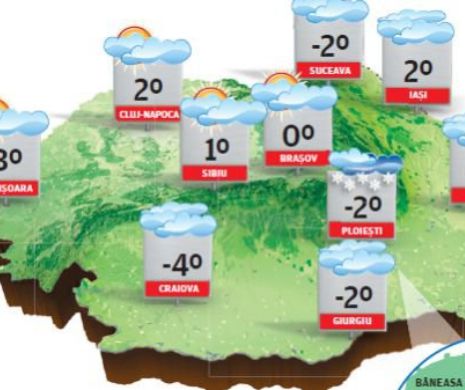 Vreme cu ceva fulguieli, ceață și chiciură, vânt moderat și temperaturi normale perioadei | PROGNOZA METEO