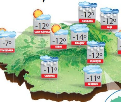 Vremea rămâne geroasă în toată țara, cu cer variabil și ninsori slabe | PROGNOZA METEO