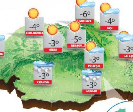 Vremea se menține foarte geroasă noaptea și dimineața, în cea mai mare parte a țării | PROGNOZA METEO