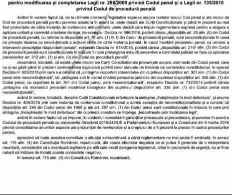 DE CE unele măsuri din OUG privind modificarea Codurilor penale intră în vigoare la 10 zile